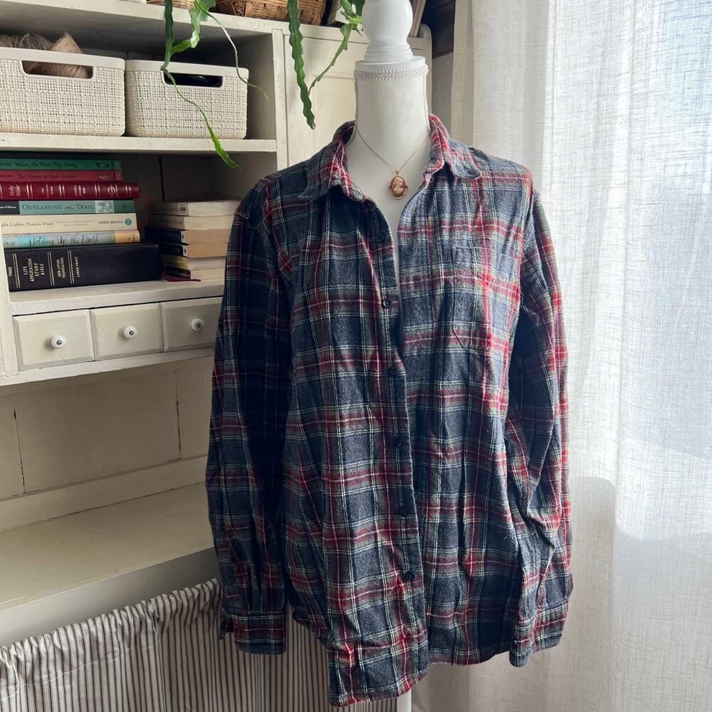 LL bean traditional fit flannel plaid button down shirt